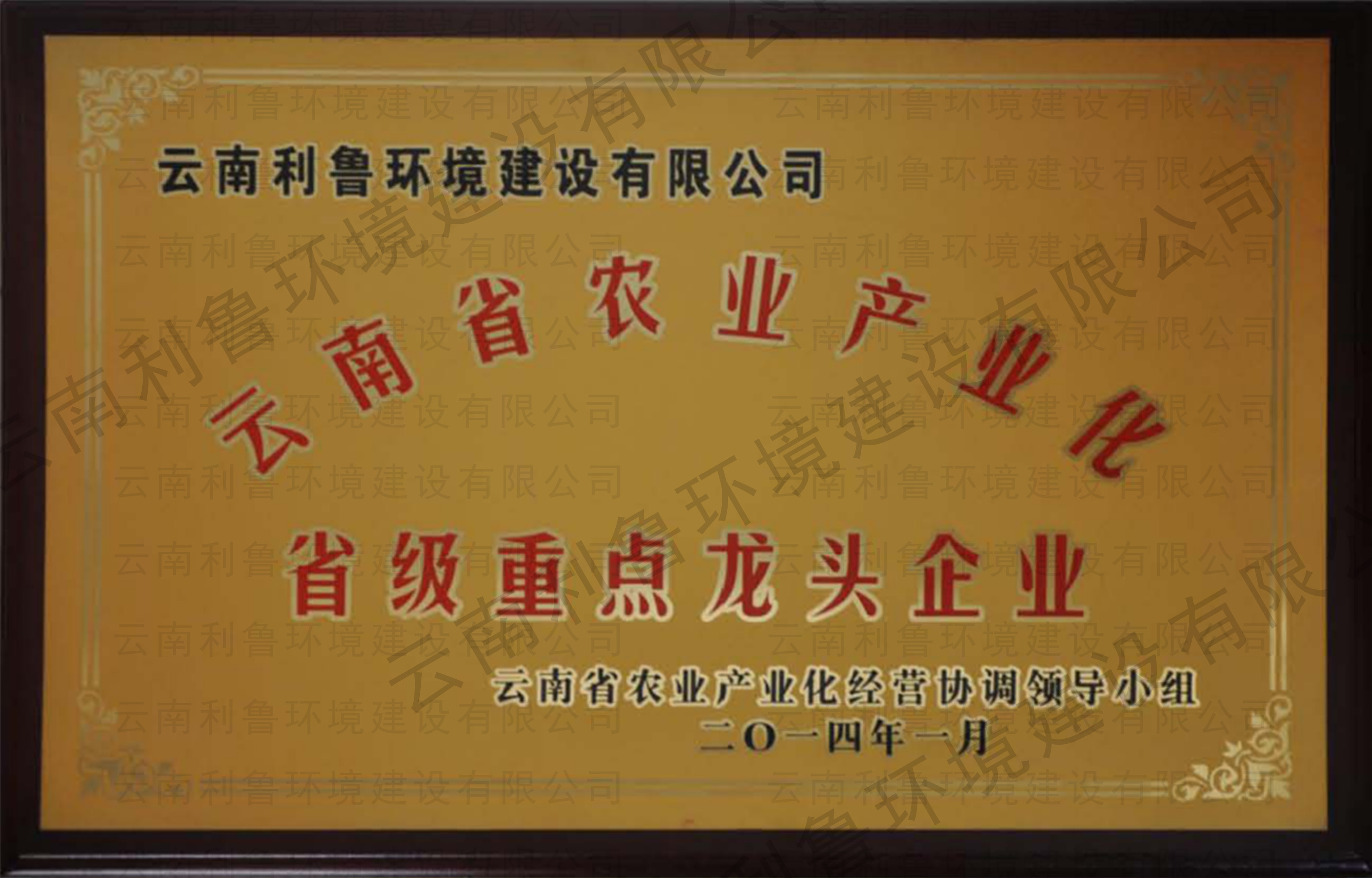 云南省产业农业化省级重点龙头企业